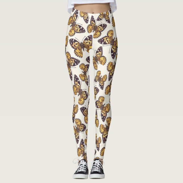 Dam-fjäril mönster leggings (Framsida)
