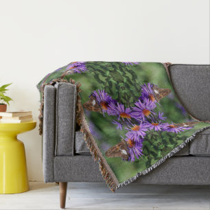 Dam-fjäril på Aster Flower-Abstrakten Filt