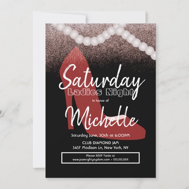 Dam Födelsedagsfest Nattpagell Inbjudningar (Framsida)