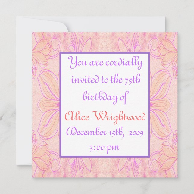 Dam födelsedagsinbjudan inbjudningar (Framsida)