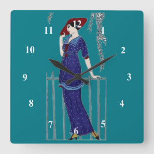 Dam för elegant för Paris mode20-tal Fyrkantig Klocka