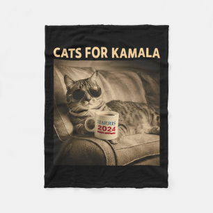 Dam For Kamala Funny Cat 2024 President Kamala Fleecefilt