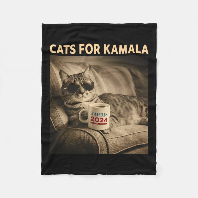 Dam For Kamala Funny Cat 2024 President Kamala Fleecefilt (Framsidan)