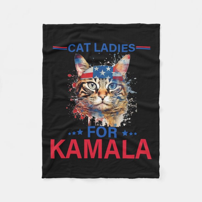 Dam för Kamala Funny Cat 2024 President Kamala- Fleecefilt (Framsidan)
