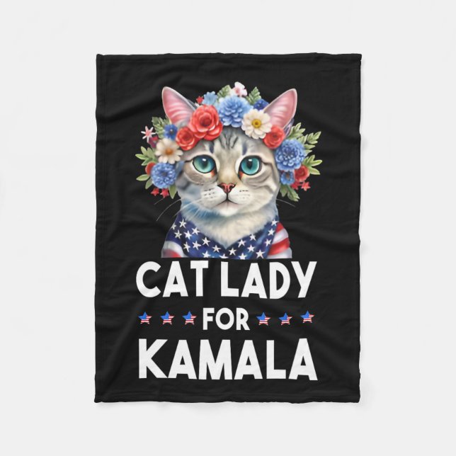 Dam för Kamala Funny Cat 2024 President Kamala- Fleecefilt (Framsidan)