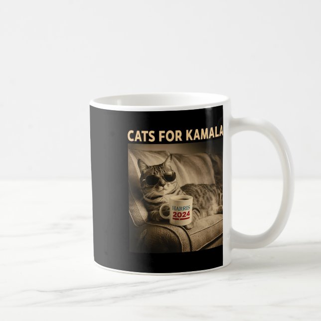 Dam For Kamala Funny Cat 2024 President Kamala Kaffemugg (Höger)