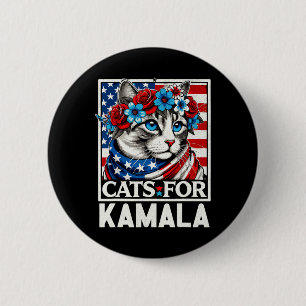Dam för Kamala Funny Cat 2024 President Kamala- Knapp