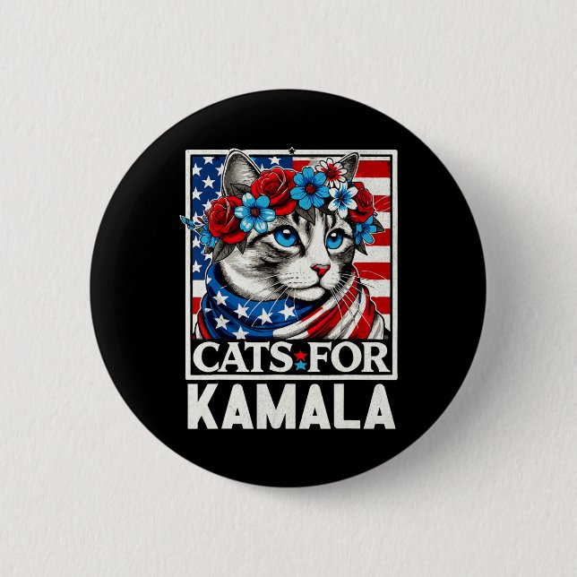 Dam för Kamala Funny Cat 2024 President Kamala- Knapp (Framsida)