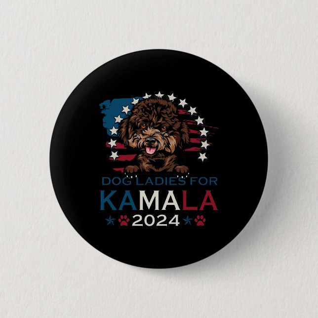 Dam For Kamala Harris 2024 Pudel Hund America Knapp (Framsida)