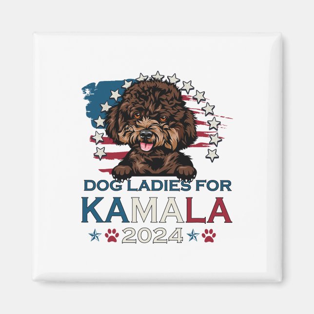 Dam For Kamala Harris 2024 Pudel Hund America Magnet (Framsidan)