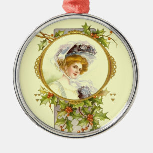 Dam för Victorian för julsamlingsvintage Julgransprydnad Metall