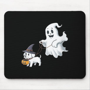 Dam Ghost Walks The Dog Halloween V-ringad tröja Musmatta