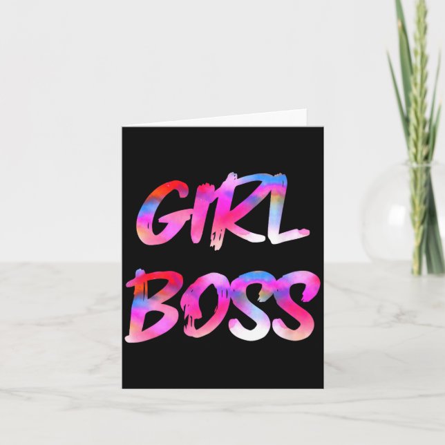 Dam Girl Boss V-ringad  Kort (Framsida)