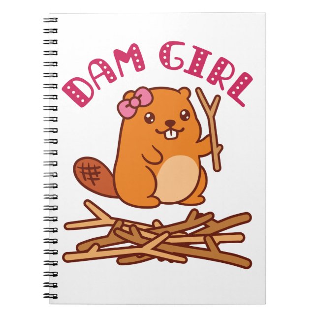 Dam Girl Cute Beaver Anteckningsbok (Framsidan)