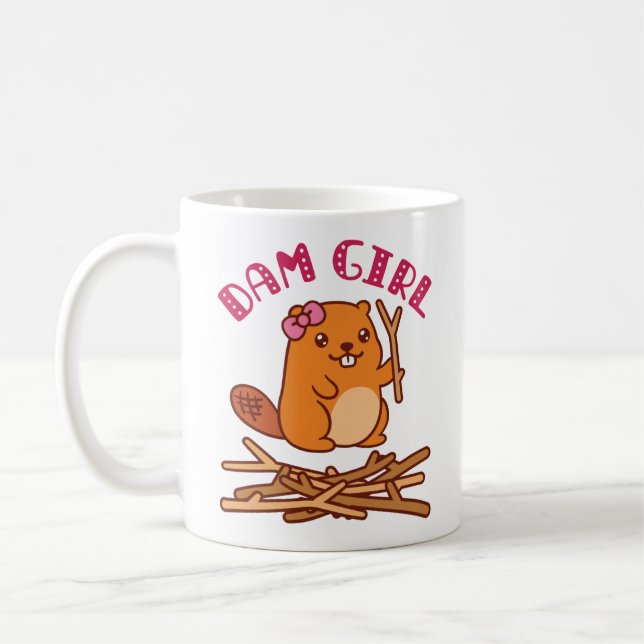 Dam Girl Cute Beaver Kaffemugg (Vänster)