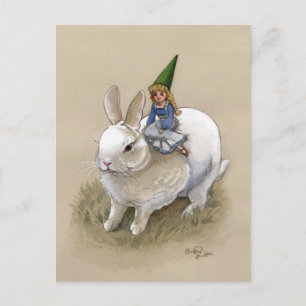 Dam Gnome och kanin Vykort