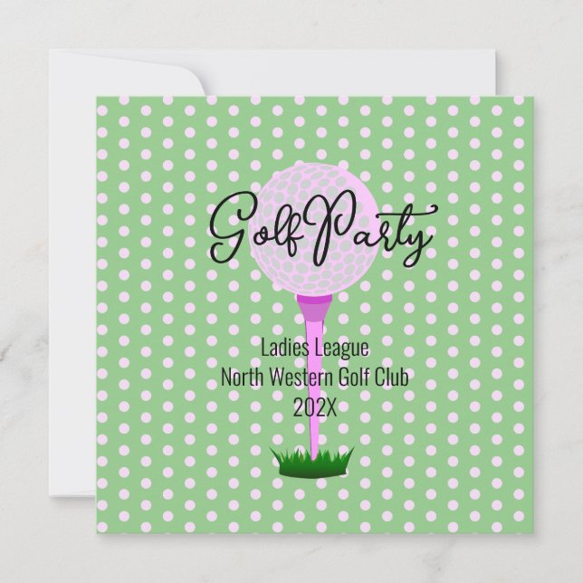 Dam Golf League Golf Party-inbjudan, platt kort (Framsida)