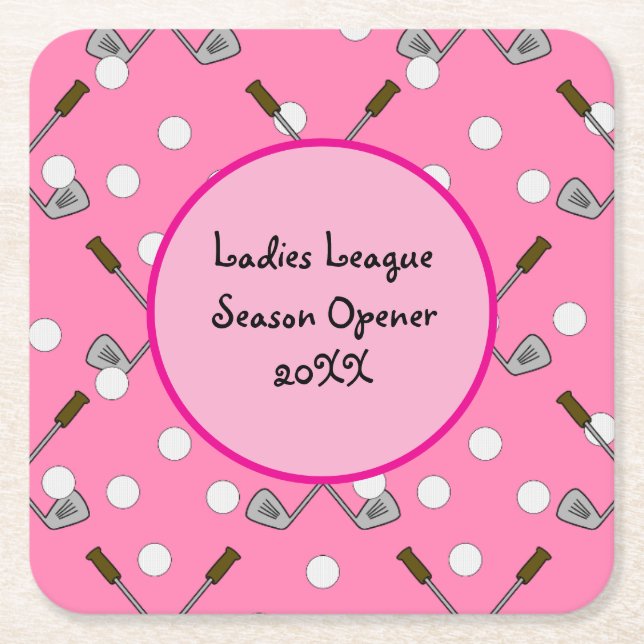 Dam Golf League Rosa Golf Mönster Papper Underlägg (Framsidan)