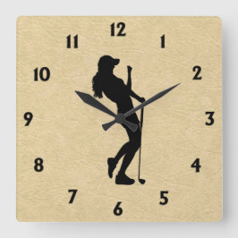 Dam Golf Sports Design Leather-utseende Fyrkantig Klocka