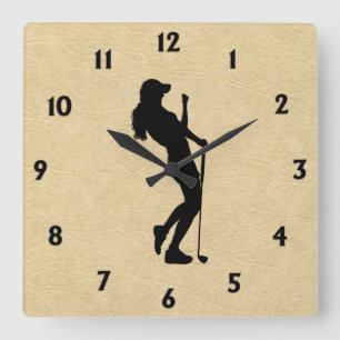 Dam Golf Sports Design Leather-utseende Fyrkantig Klocka