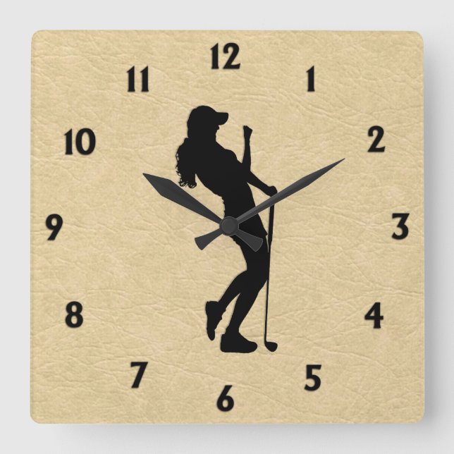 Dam Golf Sports Design Leather-utseende Fyrkantig Klocka (Framsida)