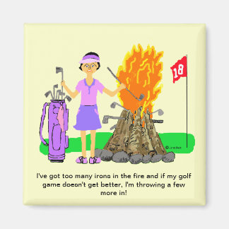 Dam Golf Tecknad Magnet