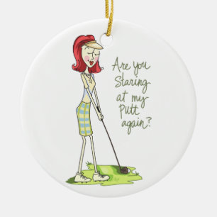 Dam Golfer Julgransprydnad Keramik