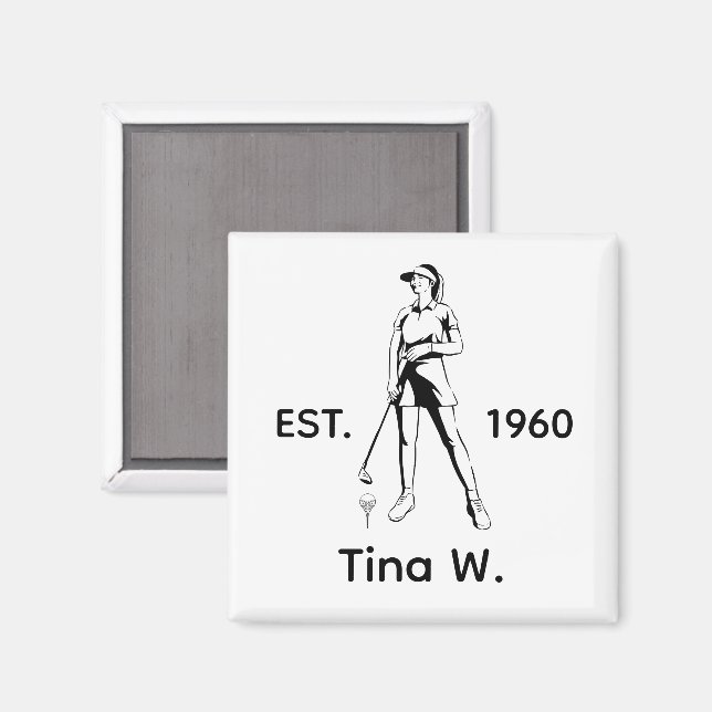 Dam Golfer Personlig namn och år Magnet (Front/Back)