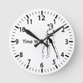 Dam Golfer Personlig namn Rund Klocka