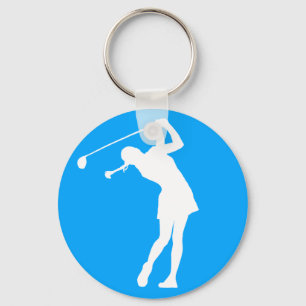 Dam Golfer Silhouette Keychain Blue Nyckelring