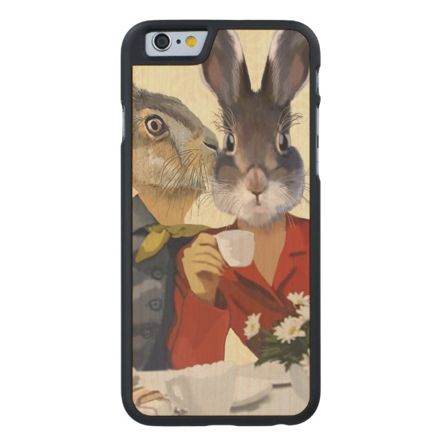 Dam Gossiping 2 Carved Wood iPhone Skal (Baksidan)