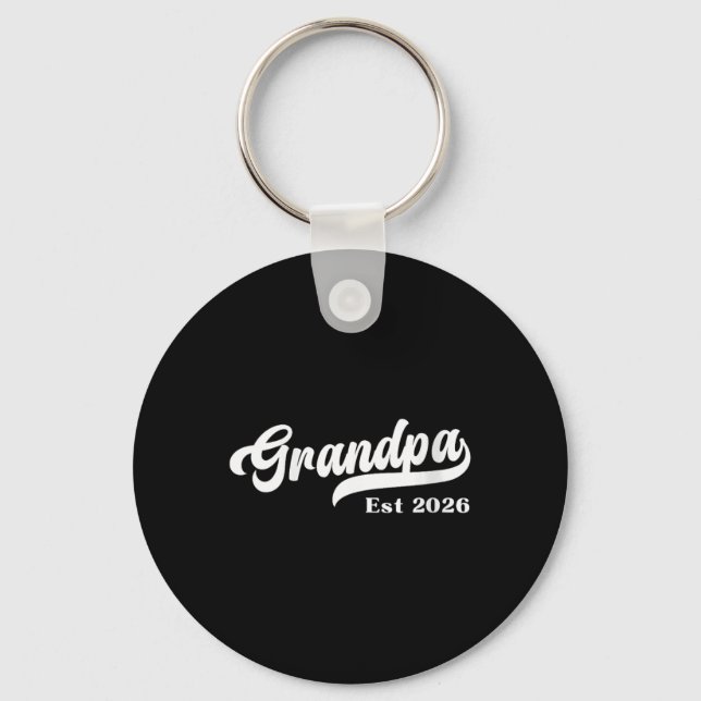 Dam Grandpa Est 2026 Ny Farfar Design V-ringad Nyckelring (Framsida)