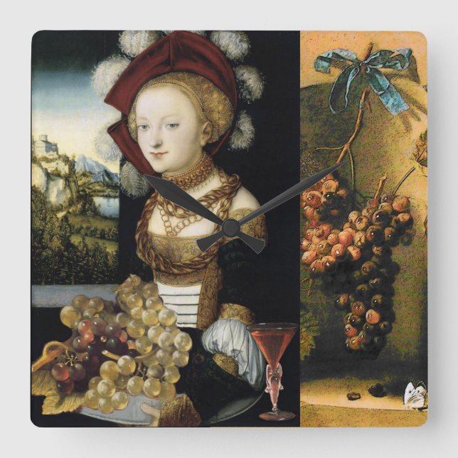 DAM, GRAVOR, ANTIKETDRUVINEYARD VIN TASTNING FYRKANTIG KLOCKA (Framsida)