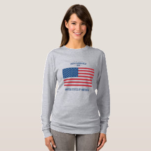 Dam- "Gud välsigne USA" Långärmad T-shirt