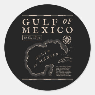 Dam Gulf Of Mexico 1672 Historisk Karta V-ringad Runt Klistermärke
