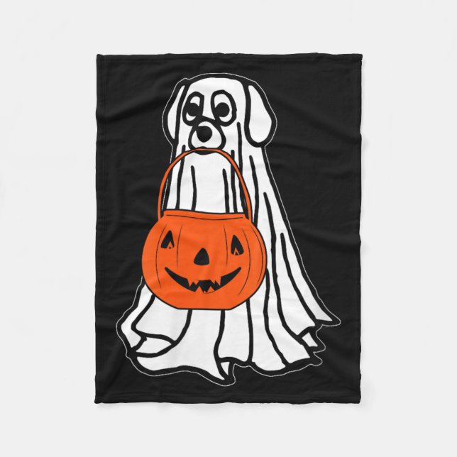 Dam Halloween Ghost Hund V-ringad hals Fleecefilt (Framsidan)