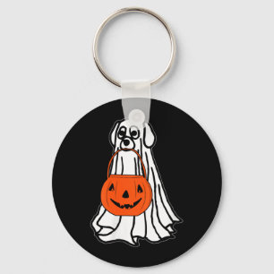 Dam Halloween Ghost Hund V-ringad hals Nyckelring