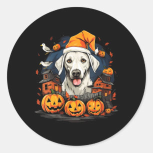 Dam Halloween Hund V-ringad T-Shirt1 Runt Klistermärke