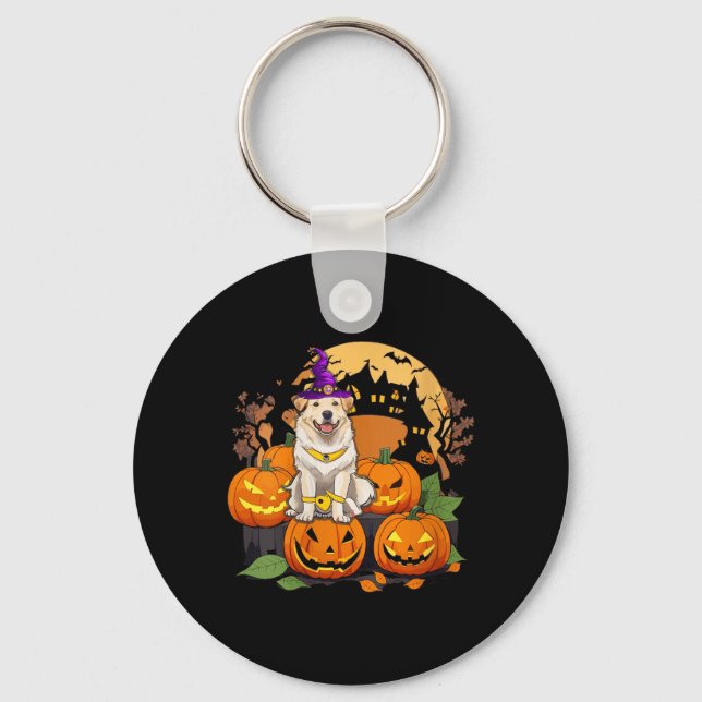 Dam Halloween Hund V-ringad T-Shirt3 Nyckelring (Framsida)