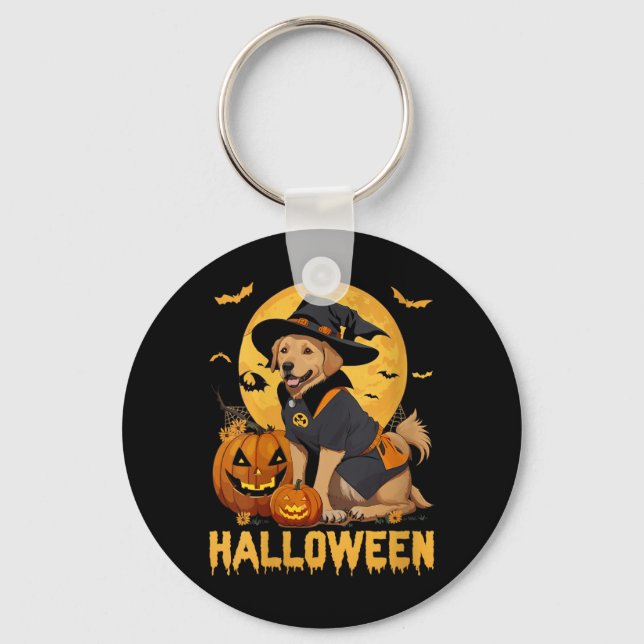Dam Halloween Hund V-ringad T-shirt4 Nyckelring (Framsida)