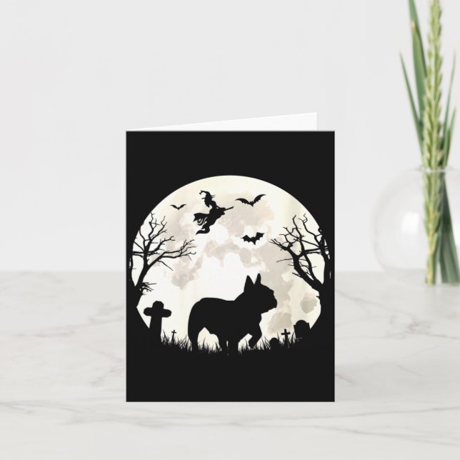 Dam Halloween Moon Fransk Bulldog Kostym Hund Kort (Framsida)
