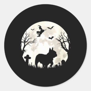 Dam Halloween Moon Fransk Bulldog Kostym Hund Runt Klistermärke