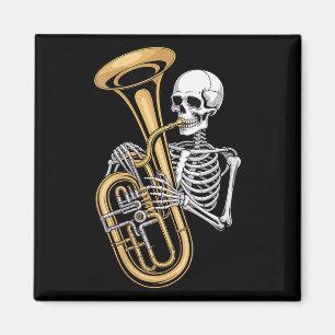 Dam Halloween Skelett Tuba Tubist V-ringad Magnet