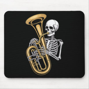 Dam Halloween Skelett Tuba Tubist V-ringad Musmatta