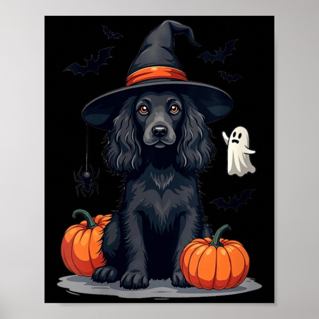 Dam Halloween-tema Er Spaniel Hund Svart Poster (Framsidan)