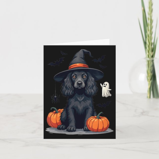 Dam Halloween Tematiserad Er Spaniel Hund Svart Kort (Framsida)