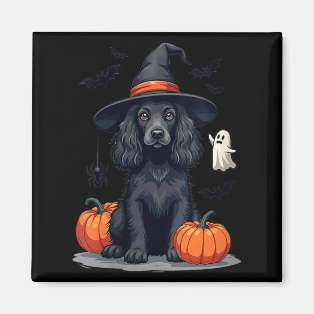 Dam Halloween Tematiserad Er Spaniel Hund Svart Magnet (Framsidan)