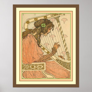 Dam & Harp Art nouveau Skriv ut 16 x 20 Poster