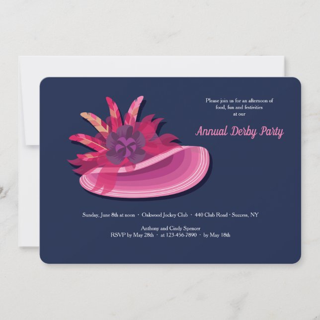 Dam Hat 2 Derby Party bjudan Inbjudningar (Framsida)