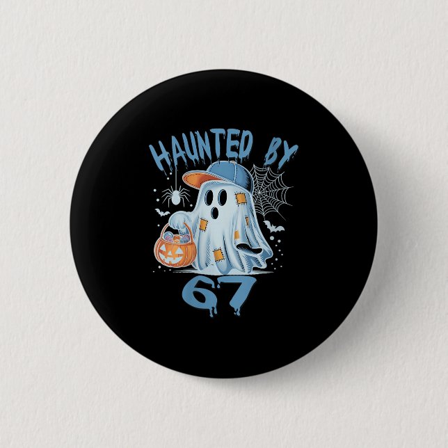 Dam Haunted 6 7 Six Seven 67 Meme Halloween Kos Knapp (Framsida)